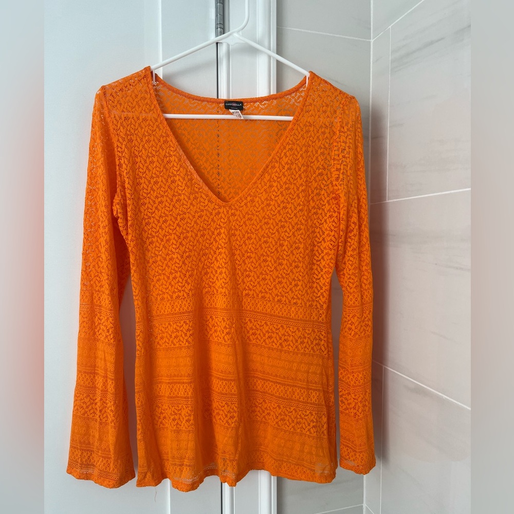 Cosabella sheer bright orange top